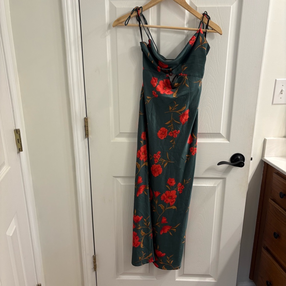 Hello Molly Teal and Red Floral Midi Dress - Picture 3 of 6